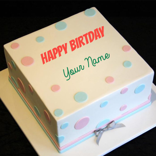 Write Name on Beautiful Square Birthday Cake
