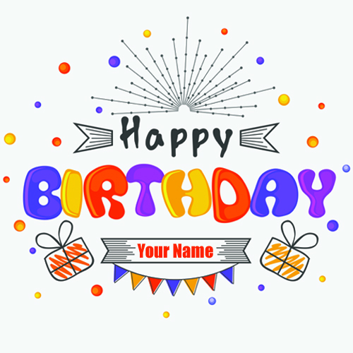 Print Name on Birthday Celebration Fireworks Greeting