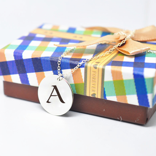 Personalized Initial Letter on Sterling Silver Necklace