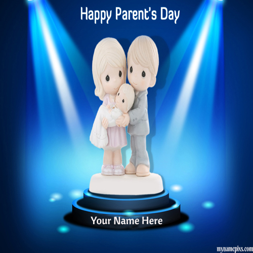 Write Your Name On Cute Happy Parents Day Picture