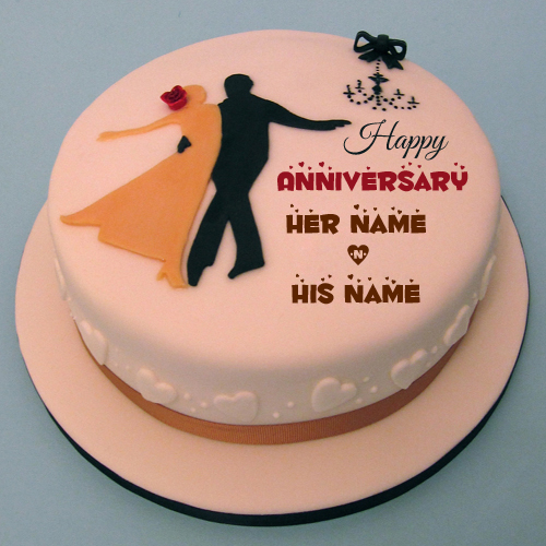Write Name on Happy Wedding Couple Dancing Cake