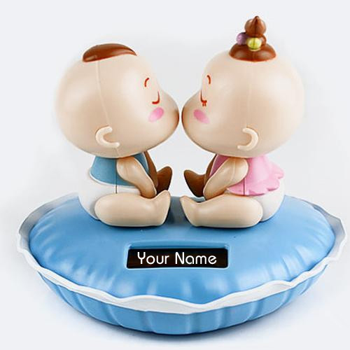Cute Kissing Doll Couple Profile DP With Your Name