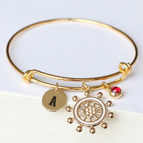Rubber Birthstone Bangle Bracelet With Name Alphabet