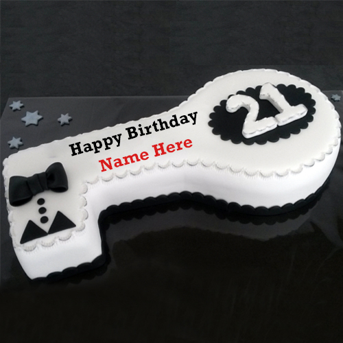 Happy 21st Birthday Wishes Key Theme Cake With Name