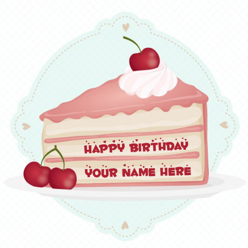 Delicious Cherry Cake Slice Pastry With Your Name