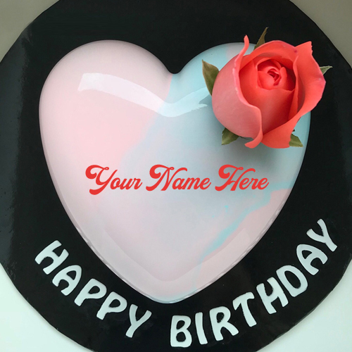 Heart Shape Romantic Birthday Wishes Cake With Name